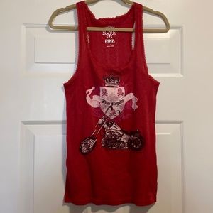 PINK Victoria’s Secret Racerback Moto Graphic Pajama Tank Top